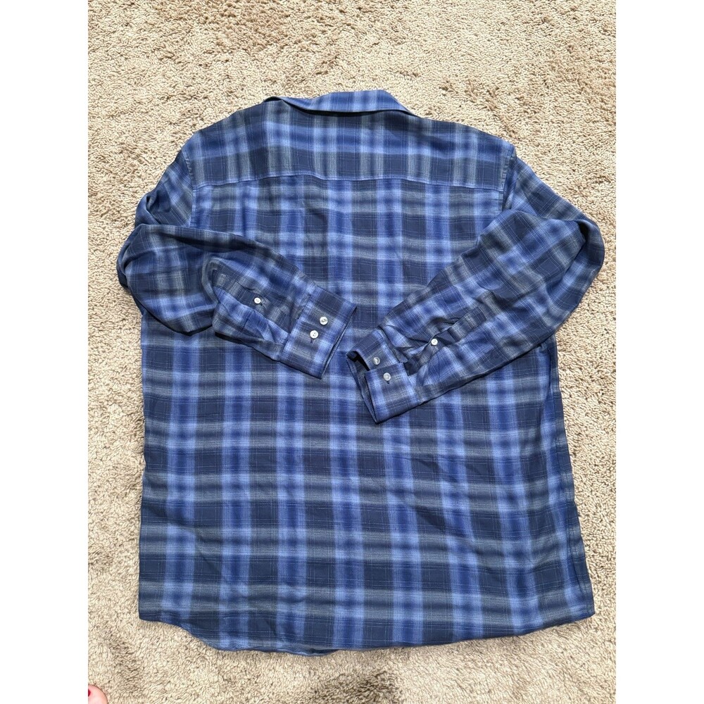 Calvin Klein Mens Button Down Plaid Blue/Purple Shirt Large - Picture 4 of 4